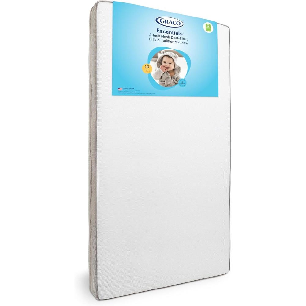 imageGraco Essentials 6Inch Mesh Crib ampamp Toddler Mattress GREENGUARD Gold Certified Mattress for Baby Cribs ampamp Toddler Beds with Soft Mesh MachineWashable WaterResistant Cover Made in The USA6Inch