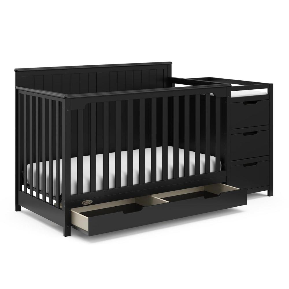 imageGraco Hadley 5in1 Convertible Crib with Drawer White GREENGUARD Gold Certified Crib with Drawer Combo FullSize Nursery Storage Drawer Converts to Toddler Bed DaybedBlack