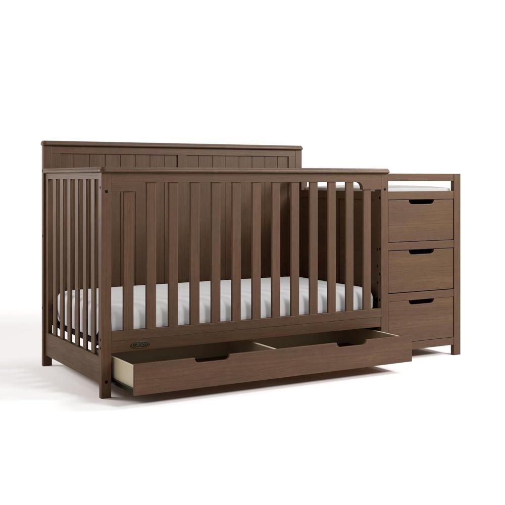 imageGraco Hadley 5in1 Convertible Crib with Drawer White GREENGUARD Gold Certified Crib with Drawer Combo FullSize Nursery Storage Drawer Converts to Toddler Bed DaybedHazelnut
