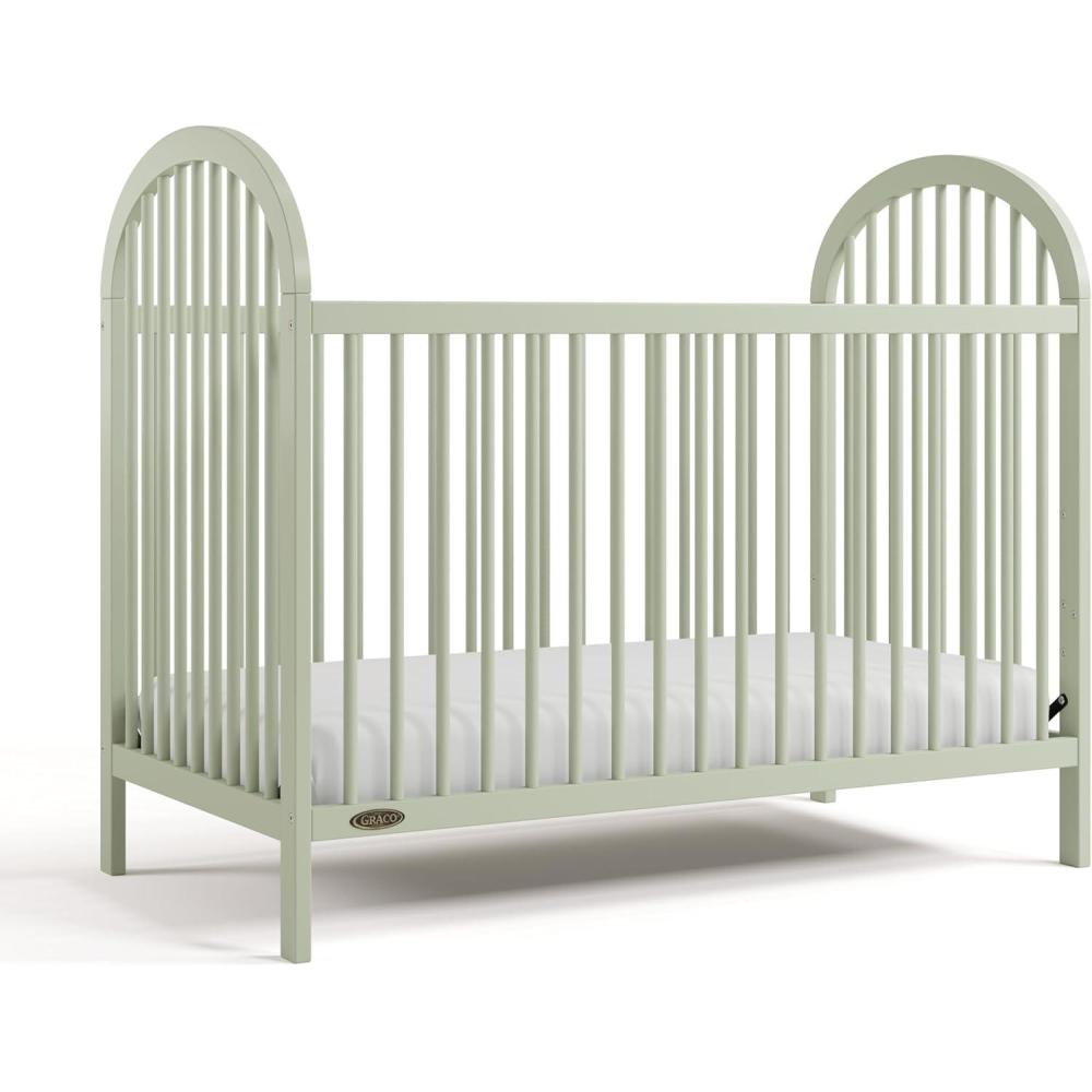 imageGraco Olivia Convertible Crib White GREENGUARD Gold Certified 100 Solid Wood Fits Standard Crib Mattress Converts to Toddler Bed and Daybed 4 Adjustable Mattress HeightsSage