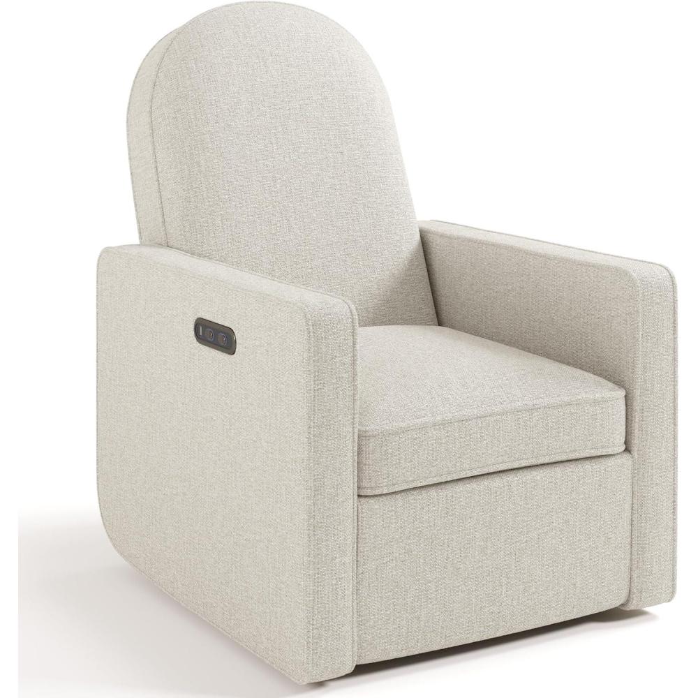 imageGraco Olivia SmallSpaces Premium Nursery Power Recliner Swivel Glider Dune Basketweave Smaller Profile for Smaller Rooms Upholstered Power Recliner Chair USB Charging Port Durable Metal BaseDune Basketweave