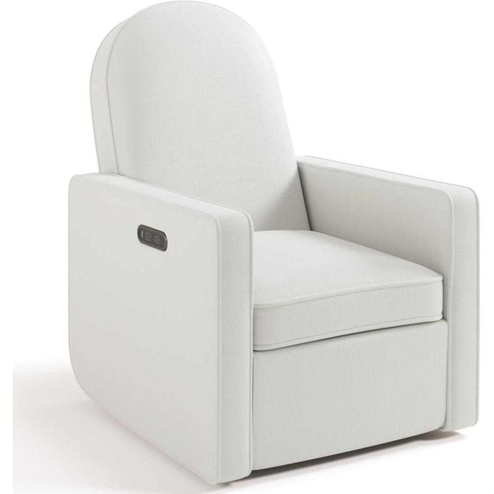 imageGraco Olivia SmallSpaces Premium Nursery Power Recliner Swivel Glider Dune Basketweave Smaller Profile for Smaller Rooms Upholstered Power Recliner Chair USB Charging Port Durable Metal BaseIvory Basketweave