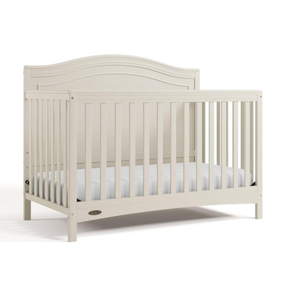 imageGraco Paris 4in1 Convertible Crib White GREENGUARD Gold Certified Converts to Toddler Bed and Daybed Fits Standard FullSize Crib Mattress Adjustable Mattress Support BaseFrosted Oat