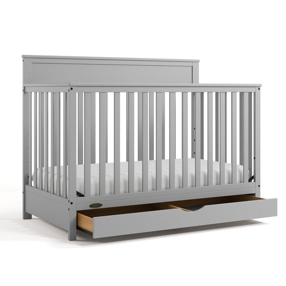 imageGraco Shiloh 5in1 Convertible Crib ampamp Changer with Drawer White GREENGUARD Gold Certified Baby Crib Crafted from Wood Converts to Toddler Bed Daybed and FullSize BedPebble Gray