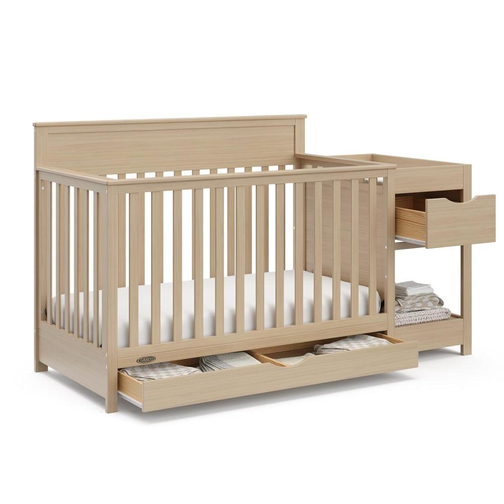 imageGraco Shiloh 5in1 Convertible Crib ampamp Changer with Drawer White GREENGUARD Gold Certified Baby Crib Crafted from Wood Converts to Toddler Bed Daybed and FullSize BedDriftwood