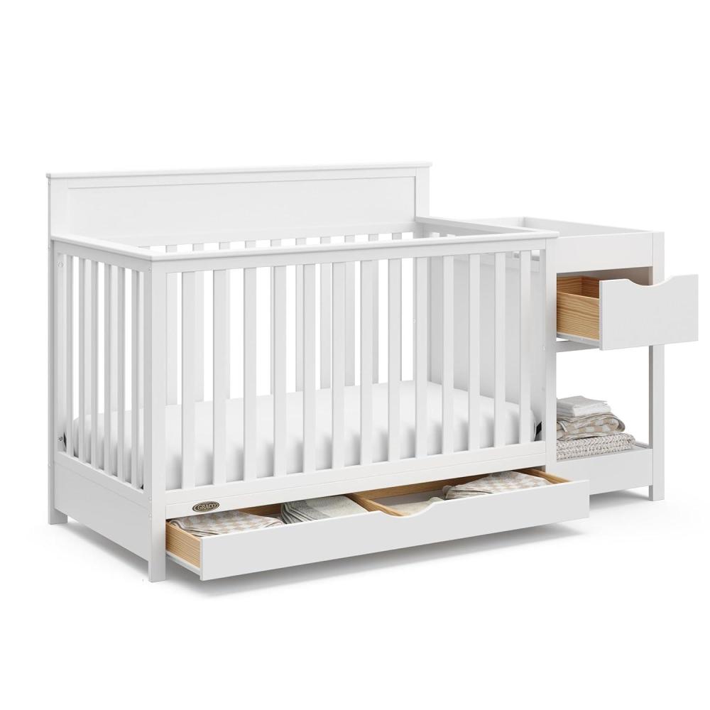 imageGraco Shiloh 5in1 Convertible Crib ampamp Changer with Drawer White GREENGUARD Gold Certified Baby Crib Crafted from Wood Converts to Toddler Bed Daybed and FullSize BedWhite