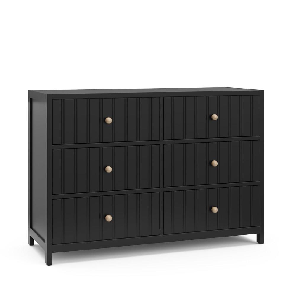 imageGraco Teddi 6 Drawer Double Dresser Olive GREENGUARD Gold Certified Interlocking Drawer System PreInstalled Drawer Tracks Includes Two Sets of Knobs for PersonalizationBlack