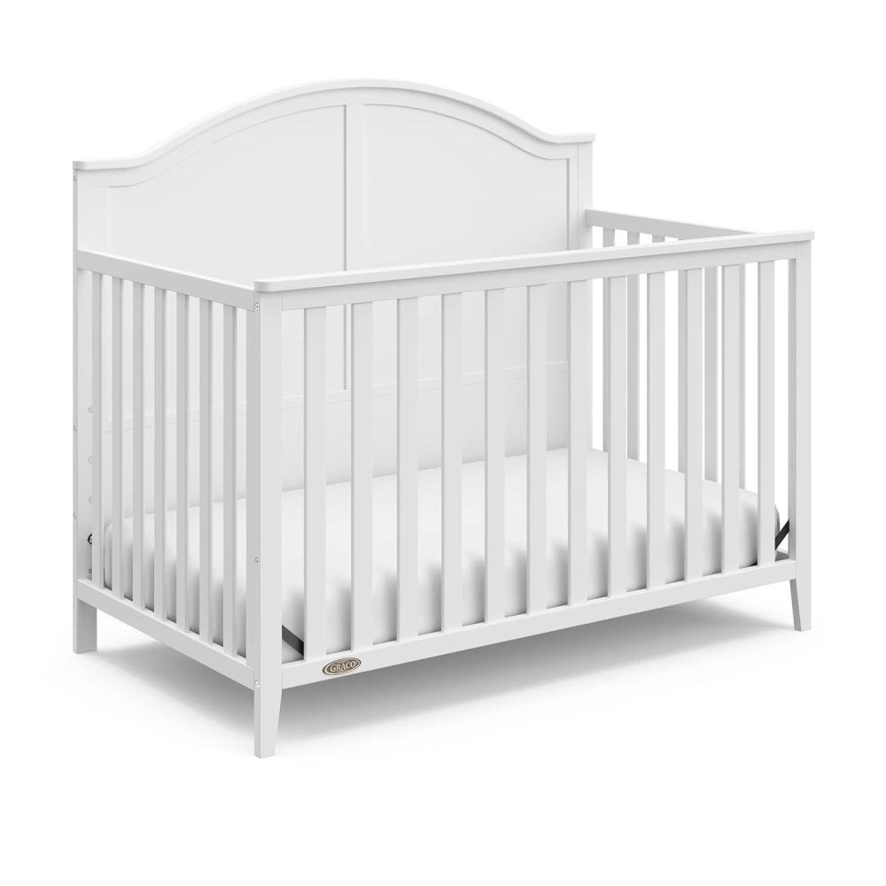 imageGraco Wilfred 5in1 Convertible Crib Black GREENGUARD Gold Certified Converts to Toddler Bed and FullSize Bed Fits Standard FullSize Crib Mattress Adjustable Mattress Support BaseWhite
