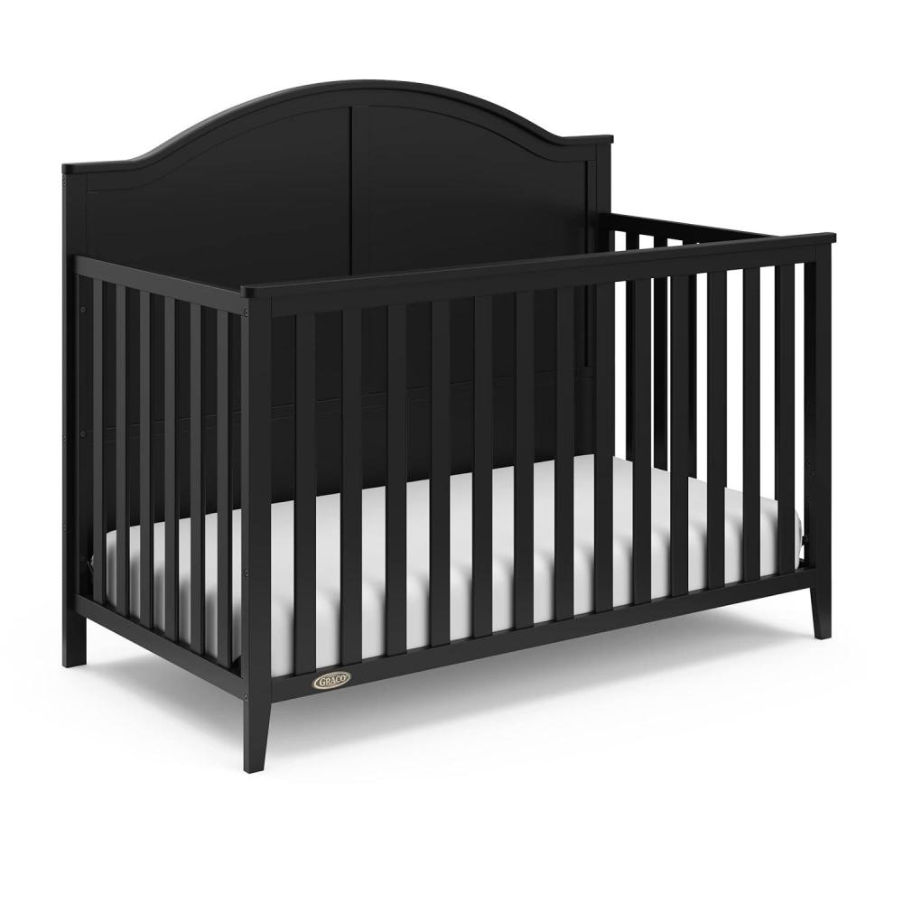 imageGraco Wilfred 5in1 Convertible Crib Black GREENGUARD Gold Certified Converts to Toddler Bed and FullSize Bed Fits Standard FullSize Crib Mattress Adjustable Mattress Support BaseBlack