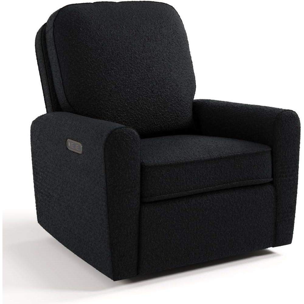 imageStorkcraft Amalfi Deluxe Power Recliner Swivel Glider Ivory Boucle Premium Electronic Power Recliner for Nursery Includes DualUSB Charging Port with USBA ampamp USBC Glider Rocking ChairBlack Boucle