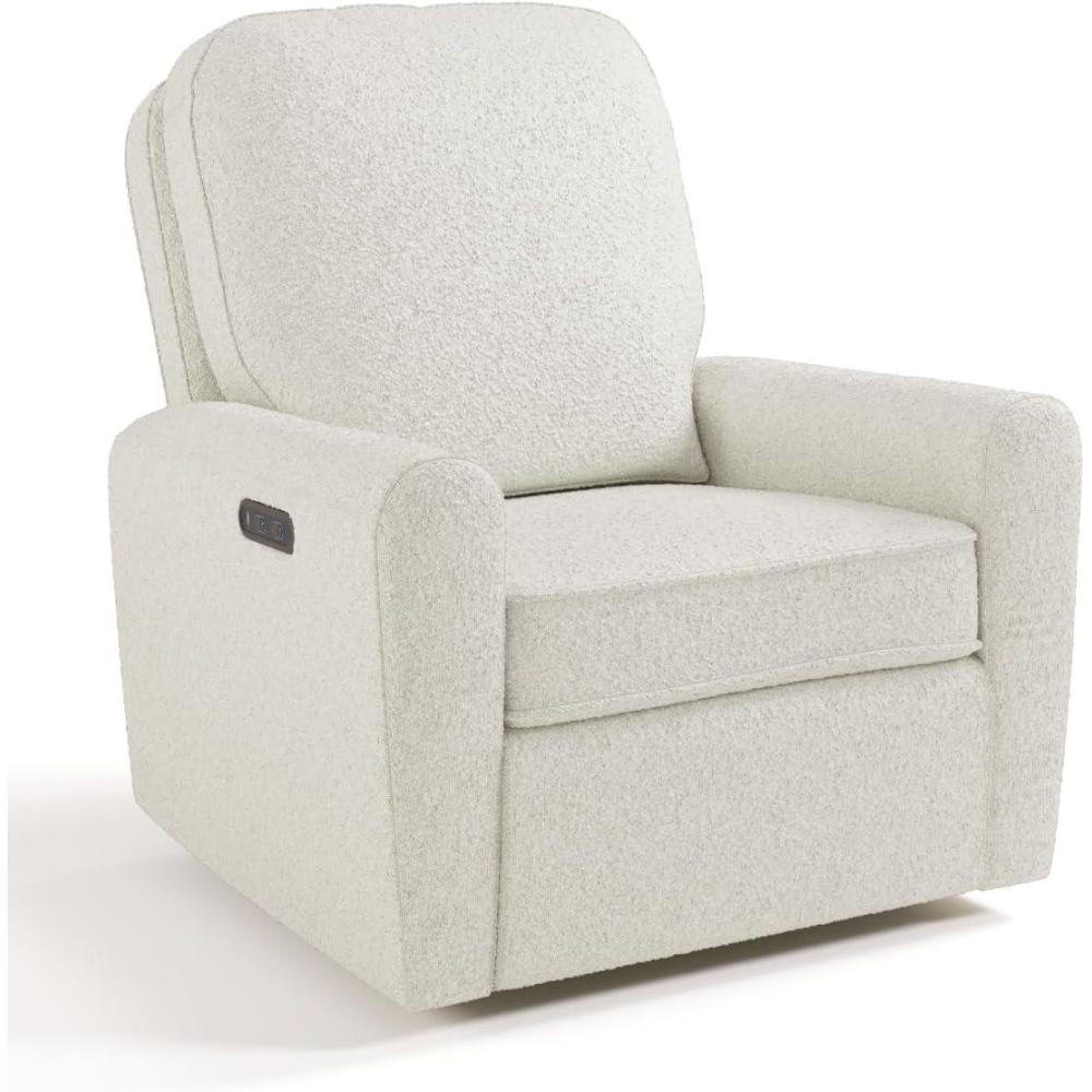 imageStorkcraft Amalfi Deluxe Power Recliner Swivel Glider Ivory Boucle Premium Electronic Power Recliner for Nursery Includes DualUSB Charging Port with USBA ampamp USBC Glider Rocking ChairIvory Boucle