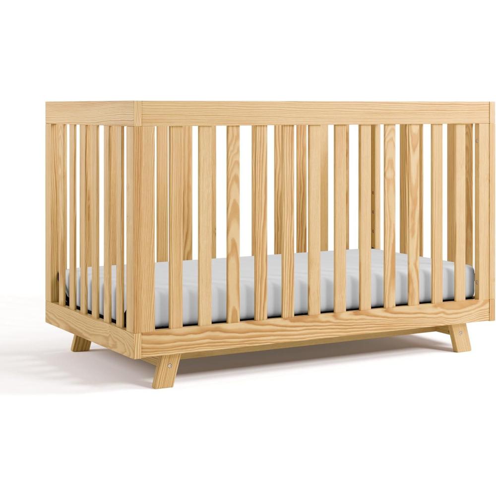 imageStorkcraft Beckett 3in1 Convertible Crib Natural GREENGUARD Gold Certified Fits Standard Crib Mattress Converts to Toddler Bed and Daybed 4 Adjustable Mattress Heights GrowwithMe DesignNatural