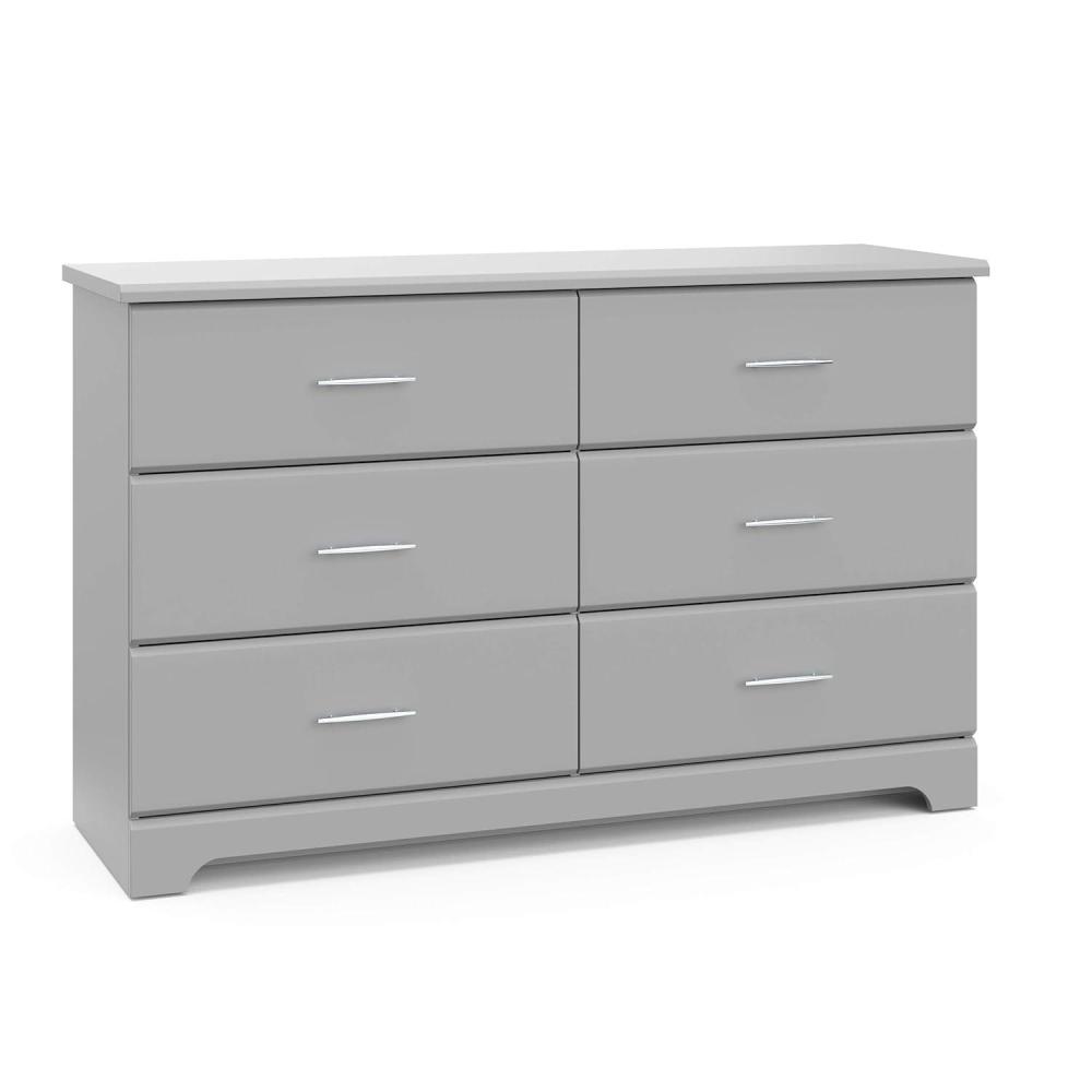 imageStorkcraft Brookside 6Drawer Dresser White GREENGUARD Gold Certified White Dresser for Bedroom Kids ampamp Nursery Storage Chest Safety Interlocking Drawers PreInstalled Tracks Kids ChestPebble Gray