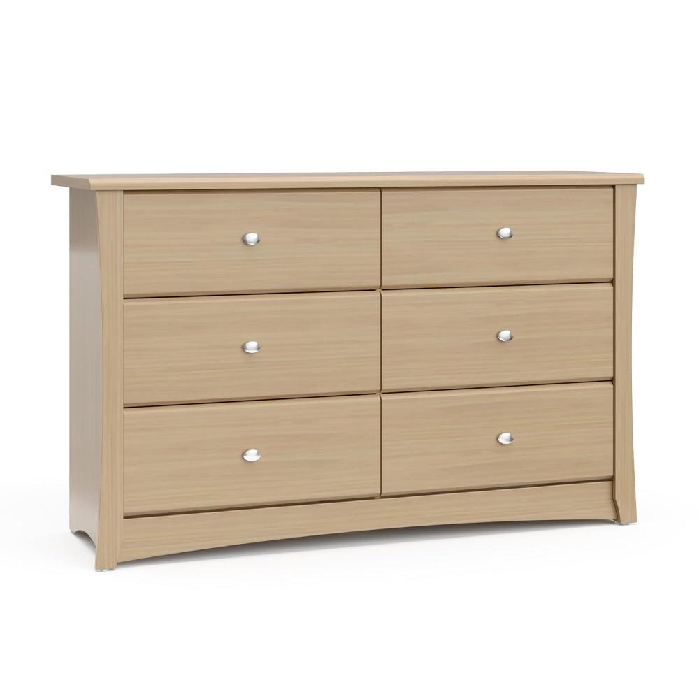 imageStorkcraft Crescent 6Drawer Dresser White GREENGUARD Gold Certified White Dresser for Bedroom Kids ampamp Nursery Storage Chest Safety Interlocking Drawers PreInstalled Tracks Kids ChestDriftwood