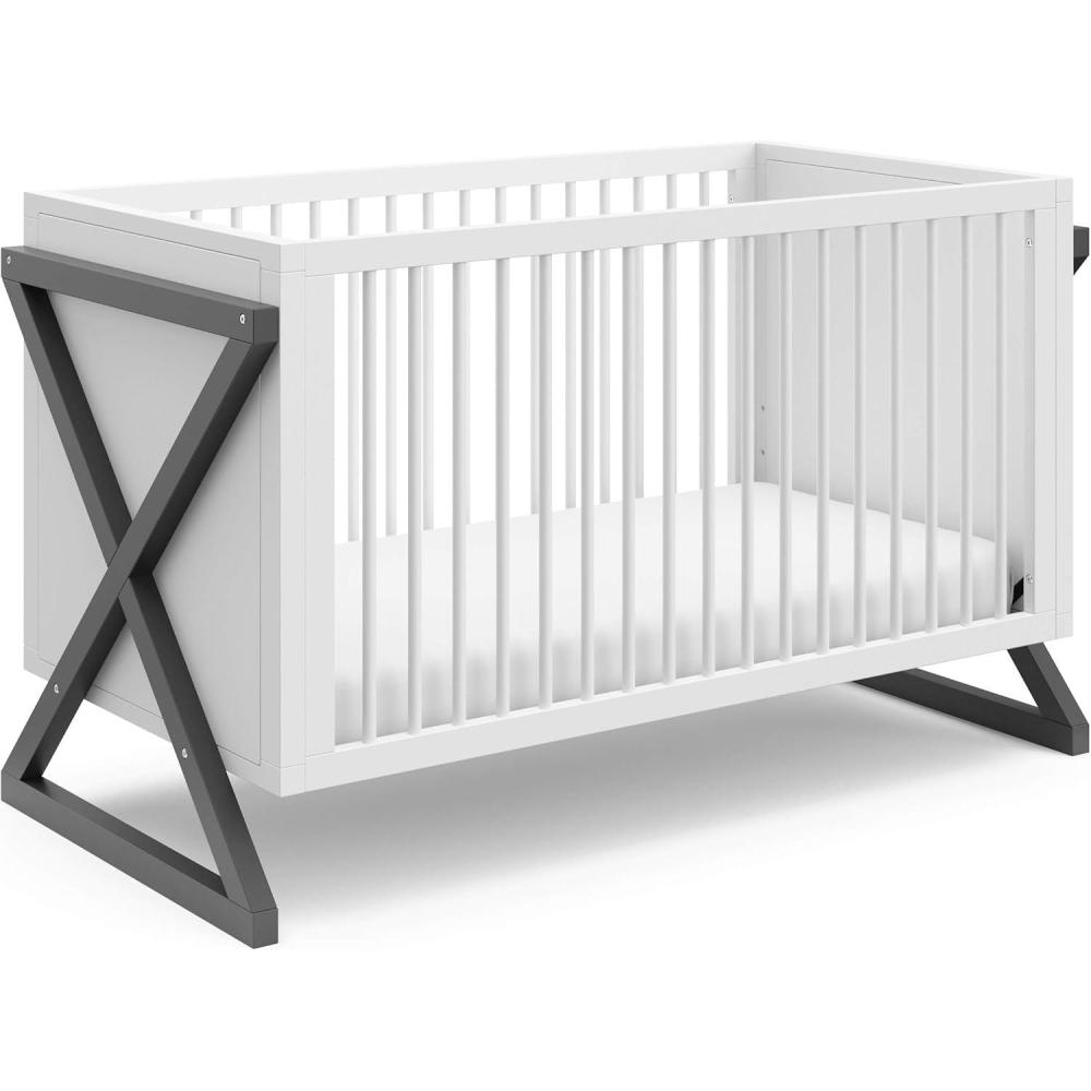 imageStorkcraft Equinox GrowwithMe Convertible Crib White ampamp Vintage Driftwood GREENGUARD Gold Certified Converts to Toddler Bed ampamp Daybed Fits Standard Crib MattressWhiteGray