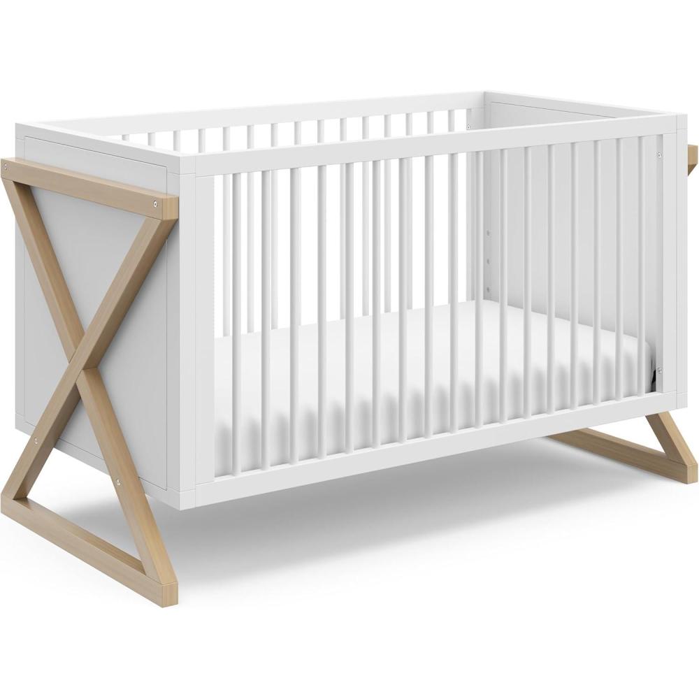 imageStorkcraft Equinox GrowwithMe Convertible Crib White ampamp Vintage Driftwood GREENGUARD Gold Certified Converts to Toddler Bed ampamp Daybed Fits Standard Crib MattressWhiteDriftwood