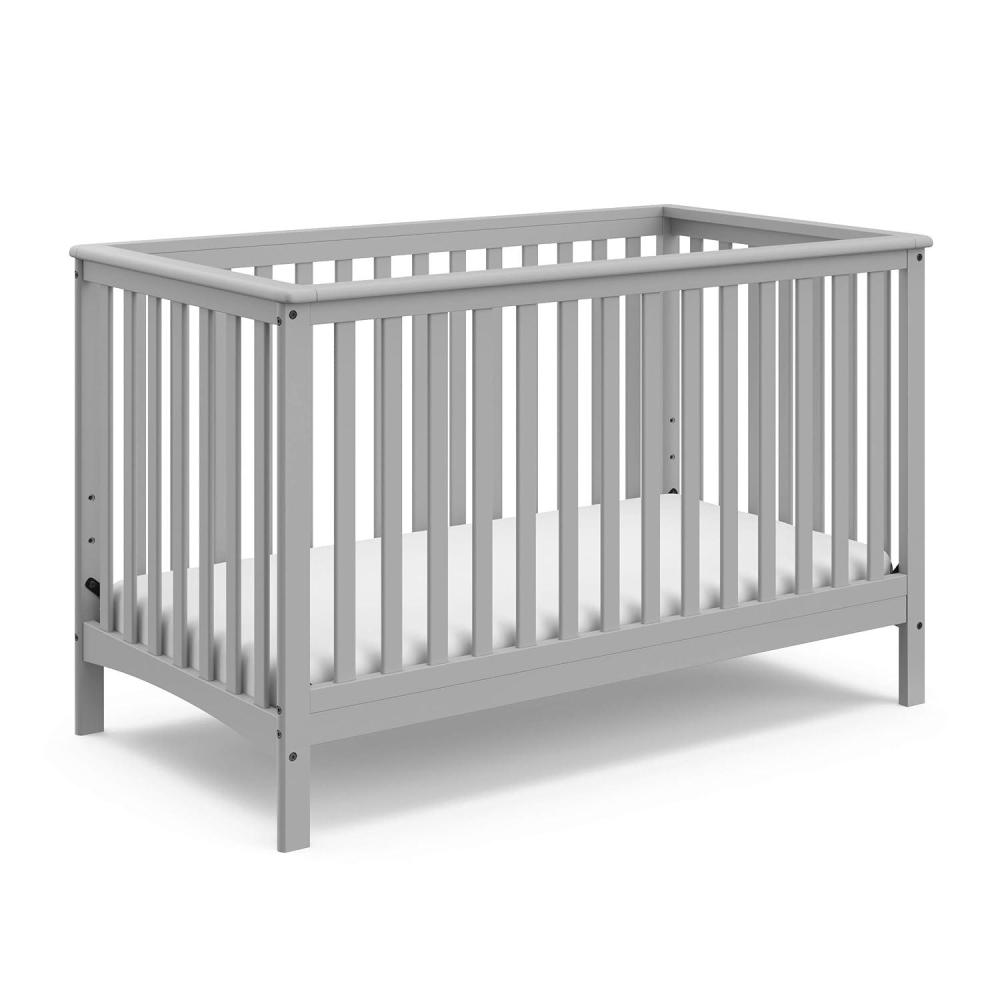 imageStorkcraft Hillcrest 4in1 Convertible Crib Natural Converts to Daybed Toddler Bed and FullSize Bed Fits Standard FullSize Crib Mattress Adjustable Mattress Support BasePebble Gray