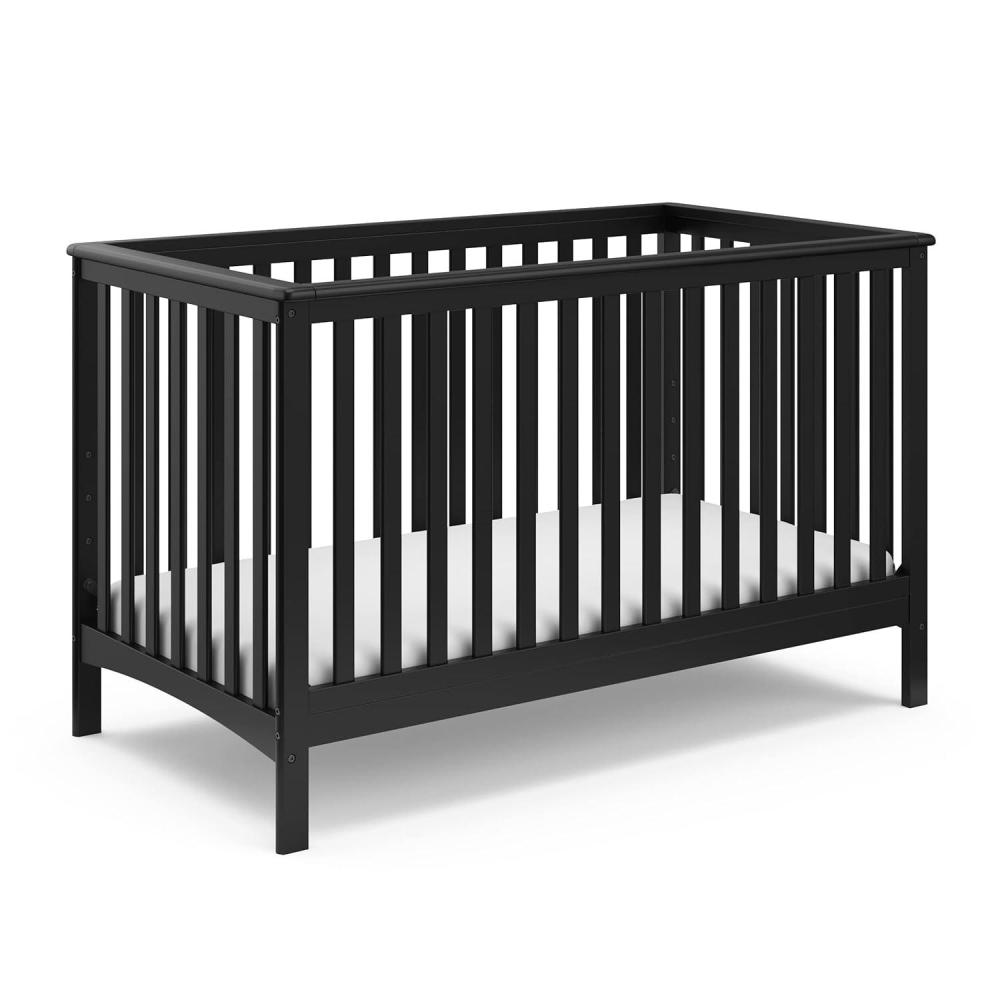 imageStorkcraft Hillcrest 4in1 Convertible Crib Natural Converts to Daybed Toddler Bed and FullSize Bed Fits Standard FullSize Crib Mattress Adjustable Mattress Support BaseBlack