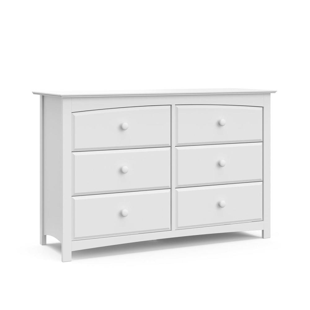 imageStorkcraft Kenton 5 Drawer Dresser White for Kids Bedroom Nursery Dresser Organizer Chest of Drawers with 5 Drawers Universal Design for Childrens BedroomWhite
