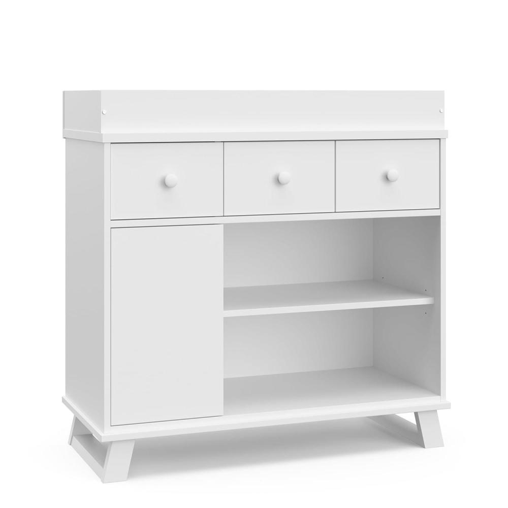 imageStorkcraft Modern Nursery Changing Table Dresser White with White GREENGUARD Gold Certified Dresser for Nursery Changing Table With DrawersWhiteWhite