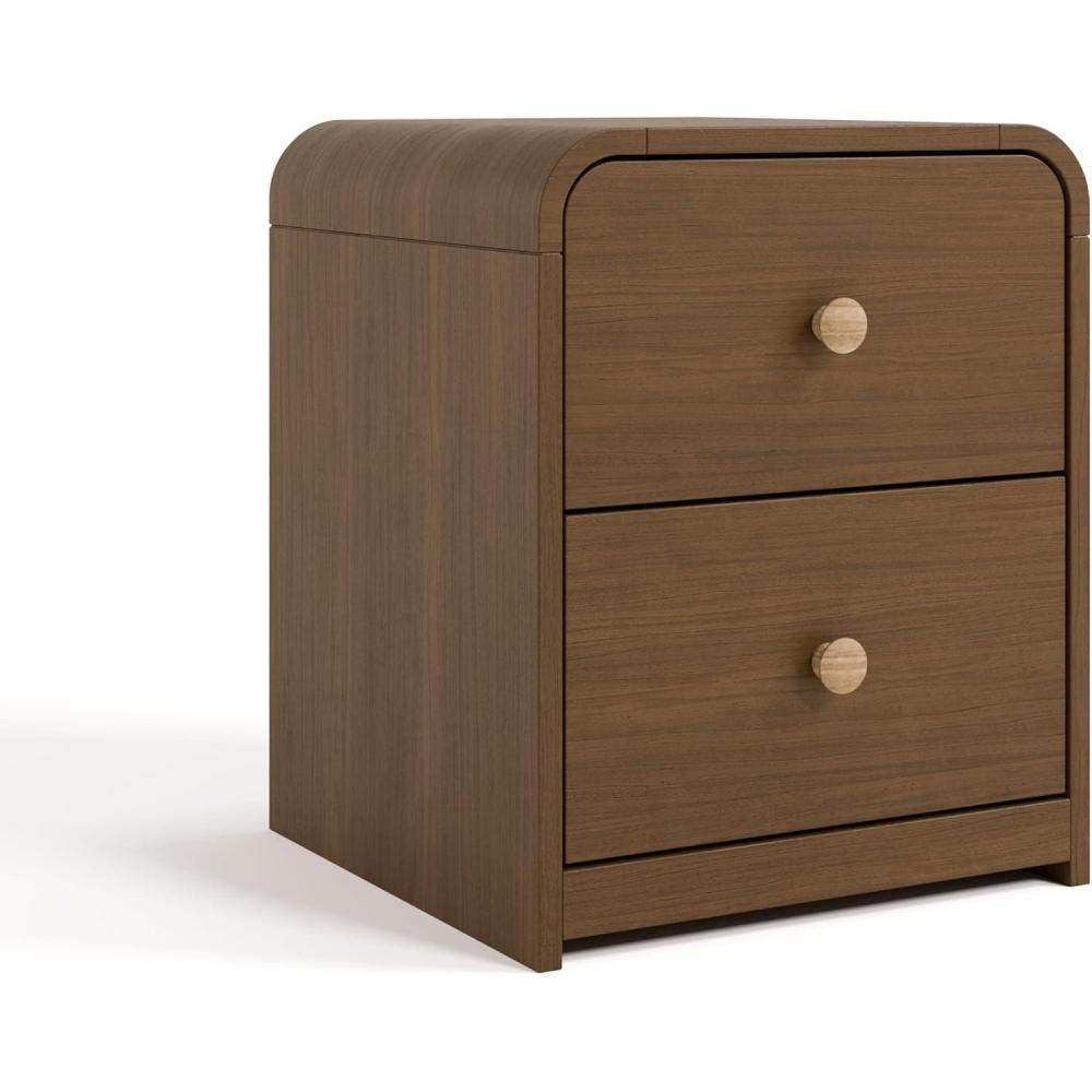 imageStorkcraft Next Santos 2Drawer Nightstand Olive with Natural GREENGUARD Gold Certified PreInstalled Drawer Tracks for Easier Assembly Nightstand Organizer for Kids BedroomHazelnut With Natural