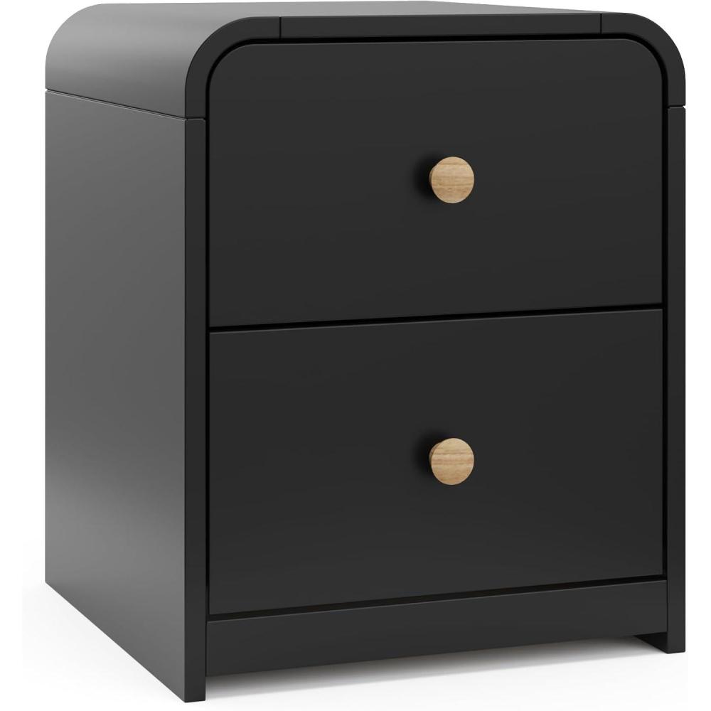 imageStorkcraft Next Santos 2Drawer Nightstand Olive with Natural GREENGUARD Gold Certified PreInstalled Drawer Tracks for Easier Assembly Nightstand Organizer for Kids BedroomBlack With Natural