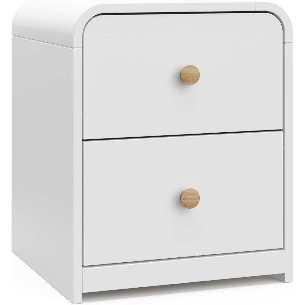 imageStorkcraft Next Santos 2Drawer Nightstand Olive with Natural GREENGUARD Gold Certified PreInstalled Drawer Tracks for Easier Assembly Nightstand Organizer for Kids BedroomWhite With Natural
