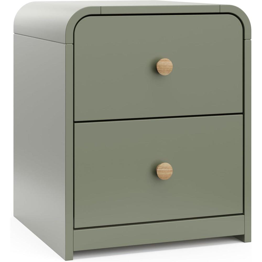imageStorkcraft Next Santos 2Drawer Nightstand Olive with Natural GREENGUARD Gold Certified PreInstalled Drawer Tracks for Easier Assembly Nightstand Organizer for Kids BedroomOlive With Natural