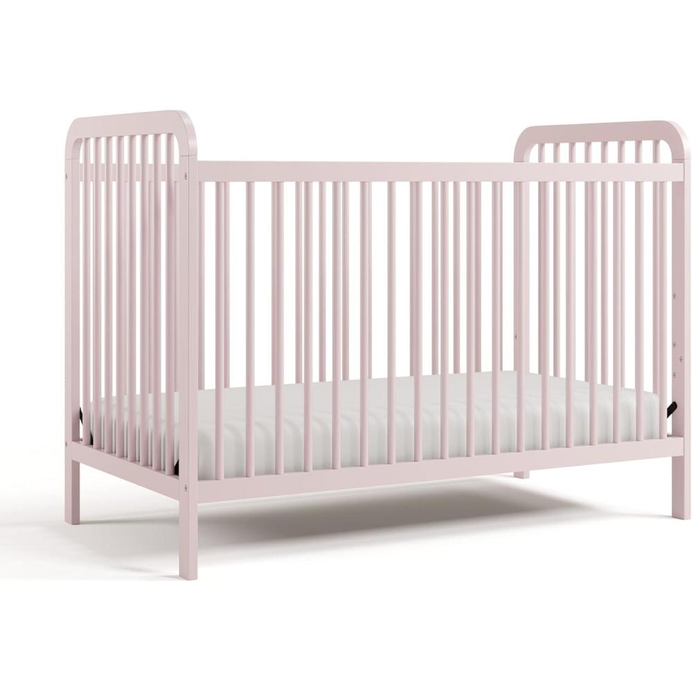 imageStorkcraft Pasadena 3in1 Convertible Crib White GREENGUARD Gold Certified Converts to Daybed and Toddler Bed Fits Standard FullSize Crib Mattress Adjustable Mattress HeightBlush
