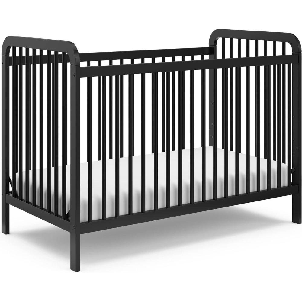 imageStorkcraft Pasadena 3in1 Convertible Crib White GREENGUARD Gold Certified Converts to Daybed and Toddler Bed Fits Standard FullSize Crib Mattress Adjustable Mattress HeightBlack
