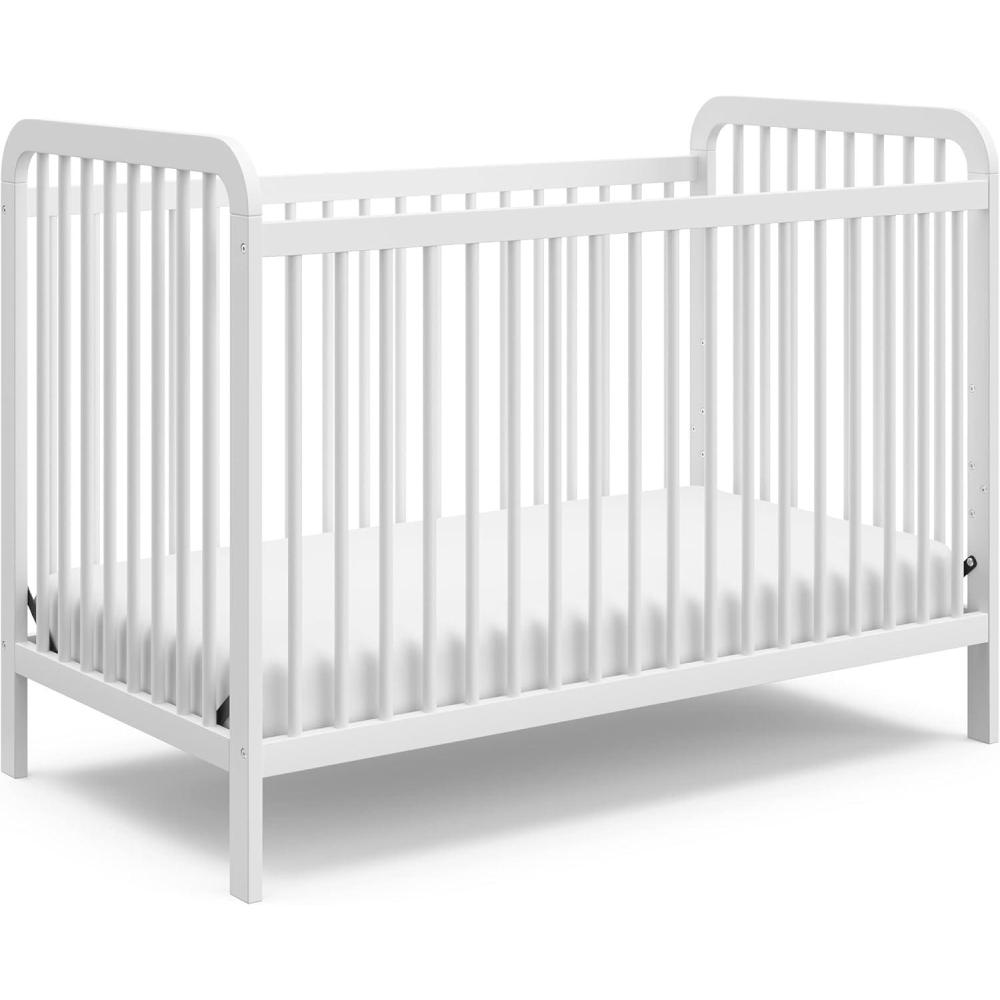 imageStorkcraft Pasadena 3in1 Convertible Crib White GREENGUARD Gold Certified Converts to Daybed and Toddler Bed Fits Standard FullSize Crib Mattress Adjustable Mattress HeightWhite