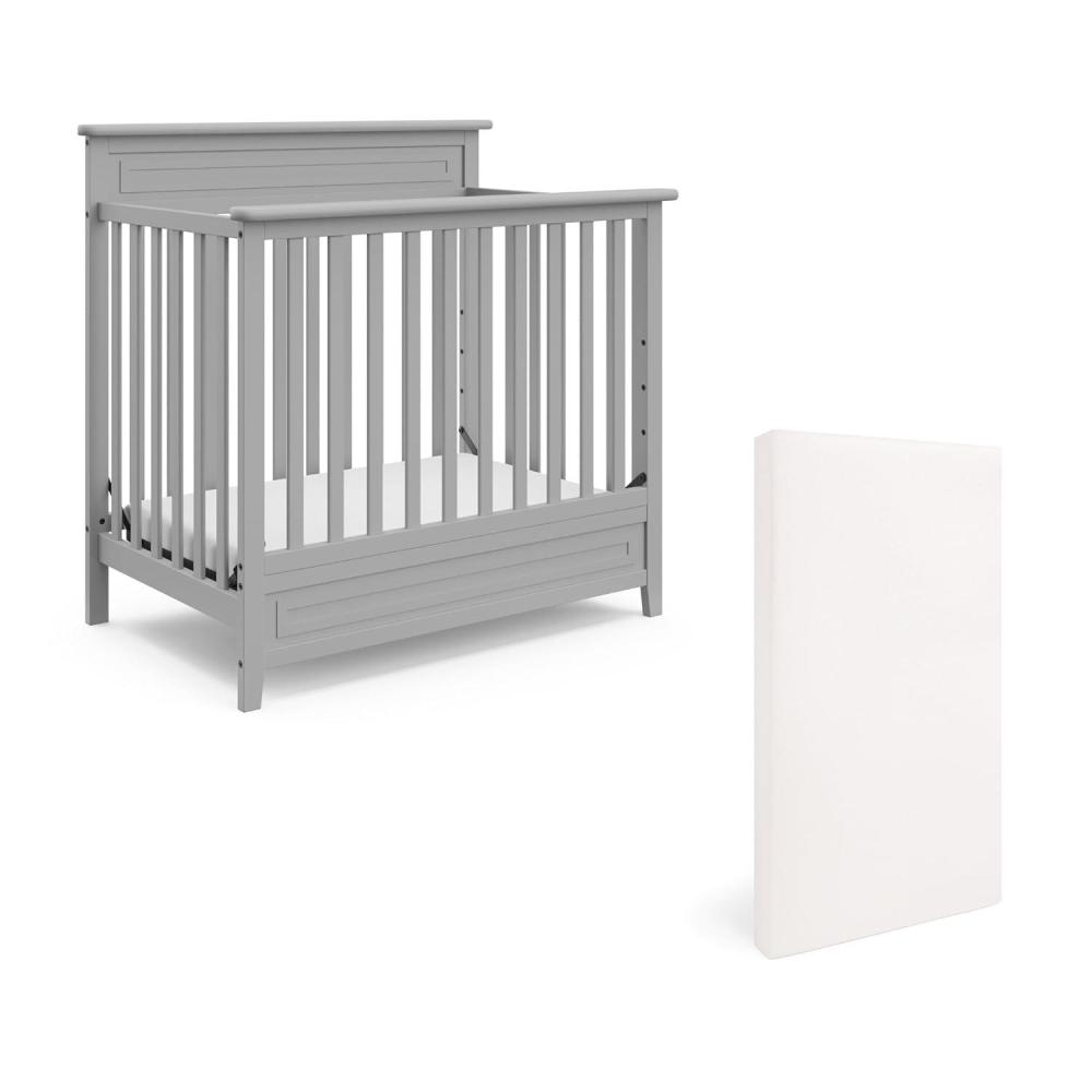 imageStorkcraft Petal 4in1 Convertible Mini Crib White GREENGUARD Gold Certified Converts to Daybed and TwinSize Bed Bonus 275inch Mini Crib Mattress Included Ideal for Small SpacesPebble Gray