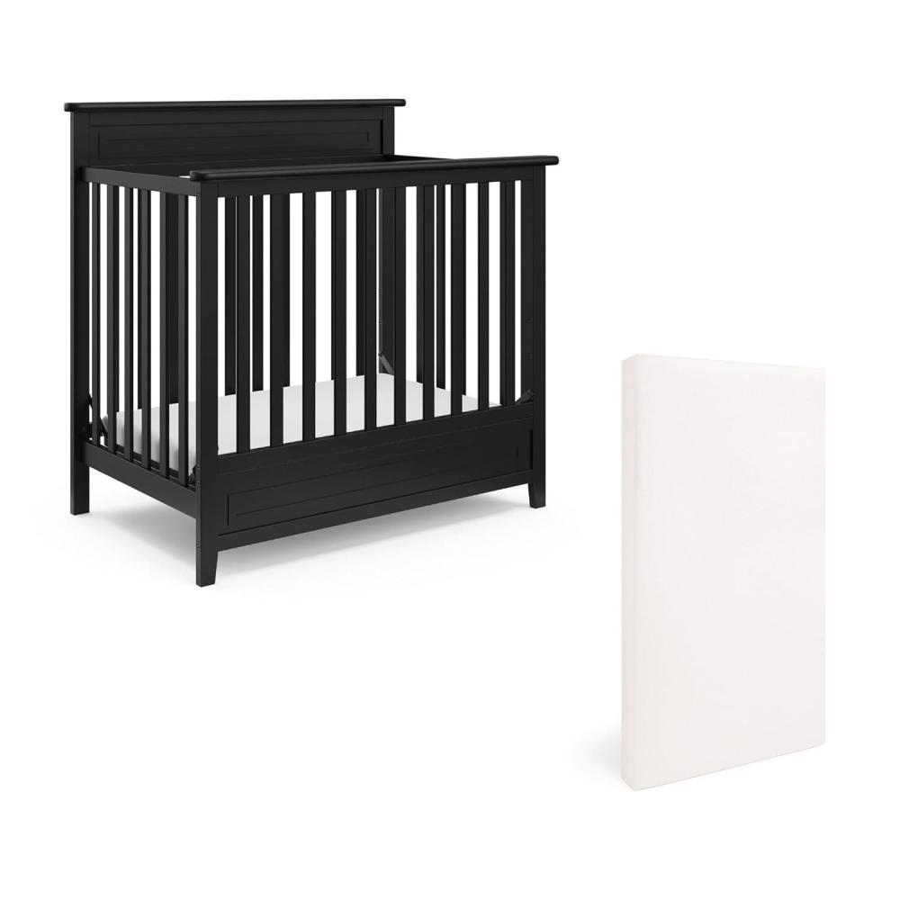 imageStorkcraft Petal 4in1 Convertible Mini Crib White GREENGUARD Gold Certified Converts to Daybed and TwinSize Bed Bonus 275inch Mini Crib Mattress Included Ideal for Small SpacesBlack