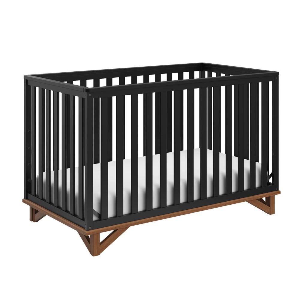 imageStorkcraft Santa Monica 5in1 Convertible Crib White with Vintage Driftwood GREENGUARD Gold Certified Modern Design TwoTone Baby Crib Converts to Toddler Bed Daybed and FullSize BedBlackVintage Driftwood