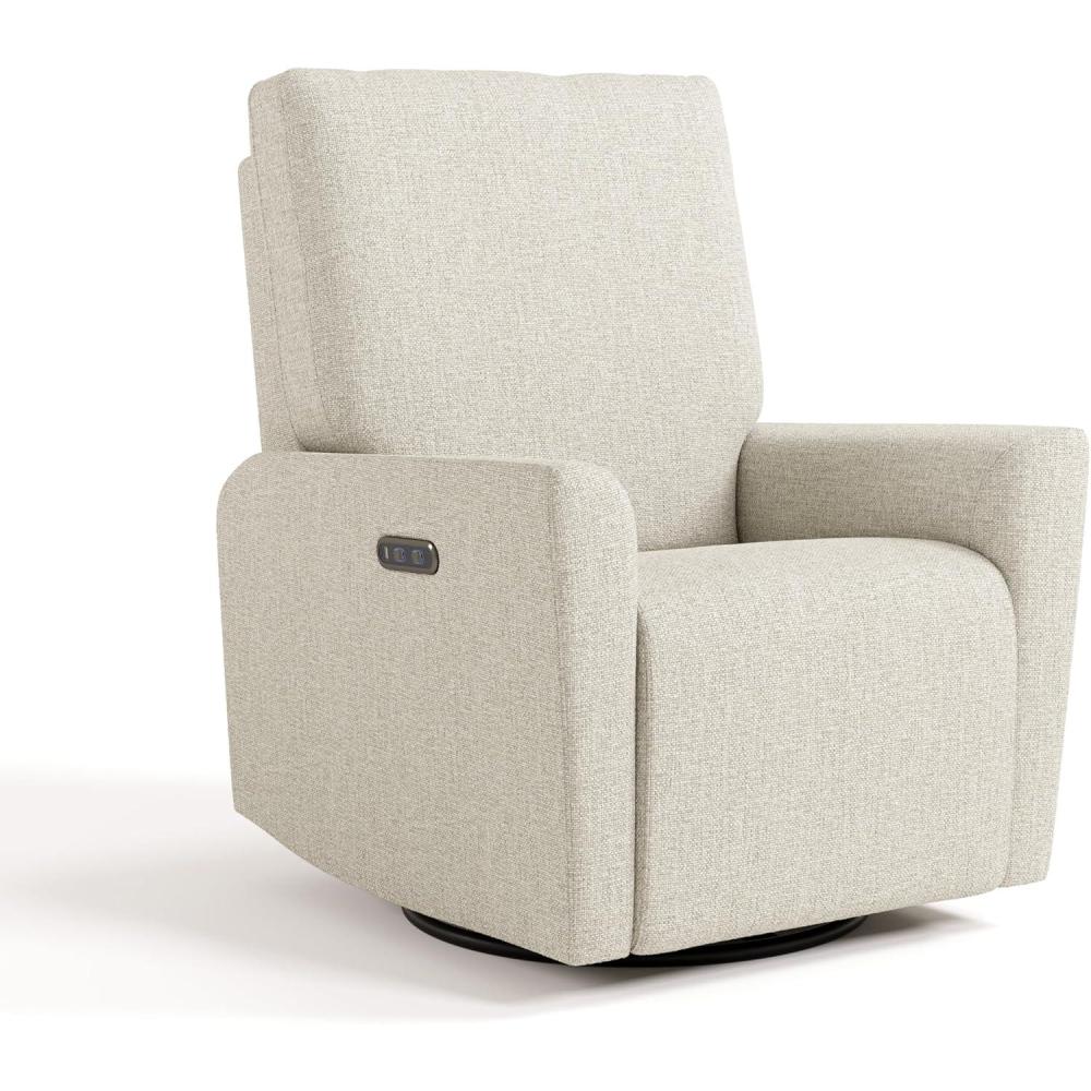 imageStorkcraft Santorini Deluxe Power Recliner Swivel Glider Ivory Basketweave Premium Electronic Power Recliner for Nursery Includes DualUSB Charging Port for USBA ampamp USBC Glider Rocking ChairDune Basketweave