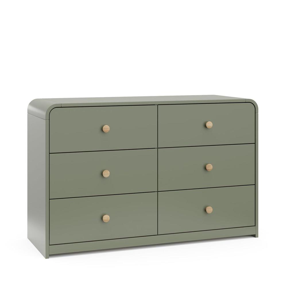 imageStorkcraft Santos 6 Drawer Bedroom Dresser Olive ampamp Natural GREENGUARD Gold Certified Dresser for Kids Bedroom with Interlocking Drawer SystemOlive With Natural