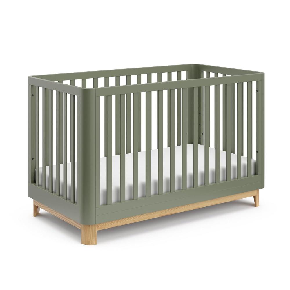 imageStorkcraft Santos Convertible Crib Olive ampamp Natural GREENGUARD Gold Certified Fits Standard Crib Mattress Converts to Toddler Bed and Daybed 4 Adjustable Mattress Heights Rounded EdgesOlive With Natural