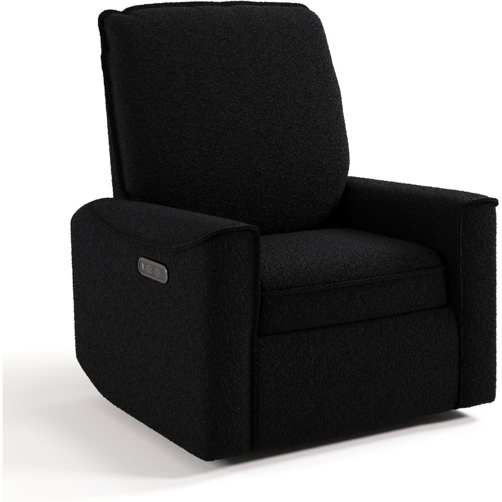imageStorkcraft Santos Deluxe Power Recliner Swivel Glider Ivory Boucle Premium Electronic Power Recliner for Nursery Includes DualUSB Charging Port with USBA ampamp USBC Glider Rocking ChairBlack Boucle
