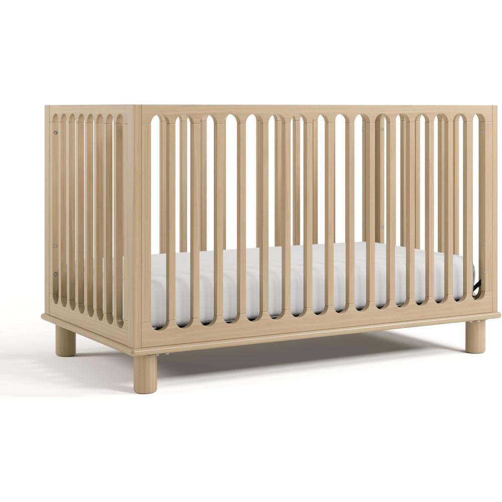 imageStorkcraft Sicily 3in1 Convertible Crib with Toddler Rail Included Driftwood GREENGUARD Gold Certified 100 Solid Wood Converts to Toddler Bed Fits Standard Crib MattressDriftwood