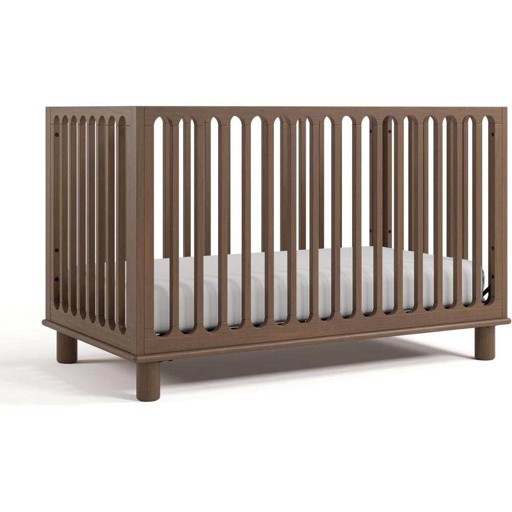 imageStorkcraft Sicily 3in1 Convertible Crib with Toddler Rail Included Driftwood GREENGUARD Gold Certified 100 Solid Wood Converts to Toddler Bed Fits Standard Crib MattressHazelnut