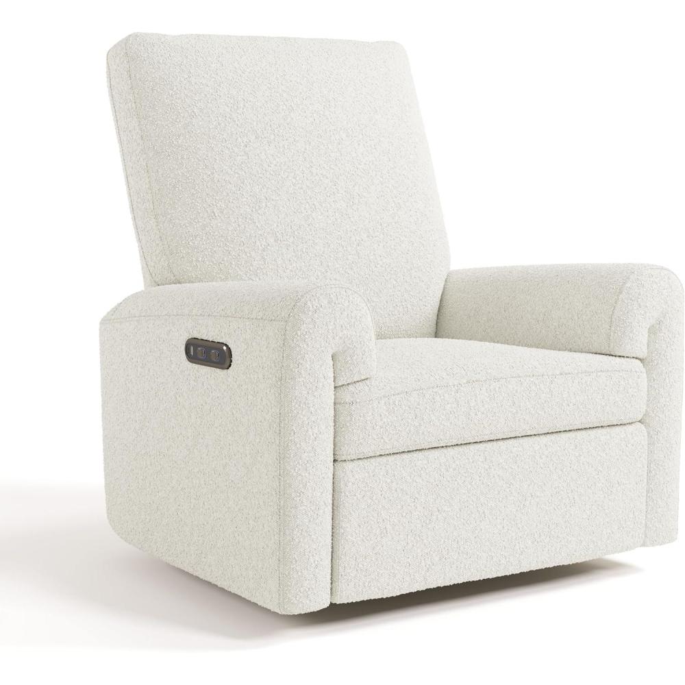 imageStorkcraft Sorrento Deluxe Power Recliner Swivel Glider Ivory Basketweave  Premium Electronic Power Recliner for Nursery Includes DualUSB Charging Port with USBA ampamp USBC Glider Rocking ChairIvory Boucle