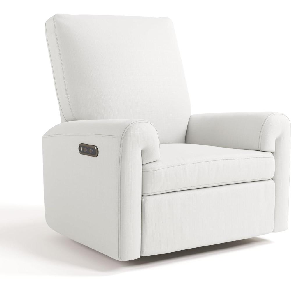 imageStorkcraft Sorrento Deluxe Power Recliner Swivel Glider Ivory Basketweave  Premium Electronic Power Recliner for Nursery Includes DualUSB Charging Port with USBA ampamp USBC Glider Rocking ChairIvory Basketweave