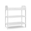 imageStorkcraft Pasadena Changing Table with WaterResistant Changing Pad Driftwood  GREENGUARD Gold Certified Includes Bonus WaterResistant Changing Pad with Safety Strap 2 Open ShelvesWhite
