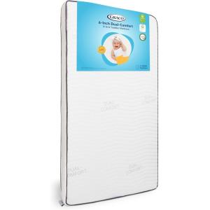 Graco 6-Inch Dual-Comfort Crib & Toddler Mattress – GREENGUARD Gold, CertiPUR-US Certified Foam, Machine Washable Cover with 100% Waterproof Surface, Fits Standard Full Size Baby Crib and Toddler Bed(Mattress)