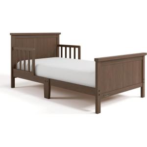 Graco Bailey Toddler Bed (White) – GREENGUARD Gold Certified, Fits Standard Full-Size Crib & Toddler Mattress, Toddler Safety Guardrails Included, Complete Design with Solid Headboard, Footboard(Hazelnut)
