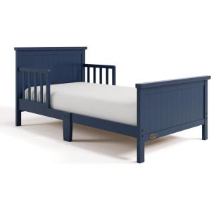 Graco Bailey Toddler Bed (White) – GREENGUARD Gold Certified, Fits Standard Full-Size Crib & Toddler Mattress, Toddler Safety Guardrails Included, Complete Design with Solid Headboard, Footboard(Midnight Blue)