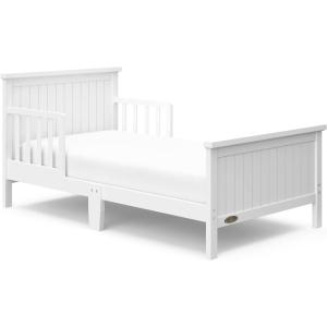 Graco Bailey Toddler Bed (White) – GREENGUARD Gold Certified, Fits Standard Full-Size Crib & Toddler Mattress, Toddler Safety Guardrails Included, Complete Design with Solid Headboard, Footboard(White)