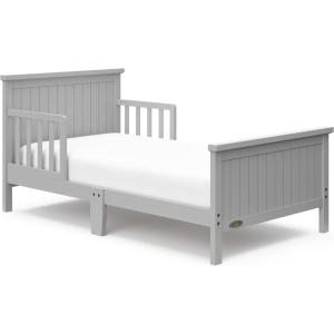 Graco Bailey Toddler Bed (White) – GREENGUARD Gold Certified, Fits Standard Full-Size Crib & Toddler Mattress, Toddler Safety Guardrails Included, Complete Design with Solid Headboard, Footboard(Pebble Gray)