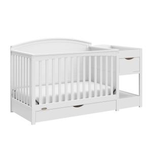 Graco Bellwood 5-in-1 Convertible Crib & Changer with Drawer (Black) – GREENGUARD Gold Certified, Full-Size Storage Drawer, Converts to Toddler Bed and Full-Size Bed(White)