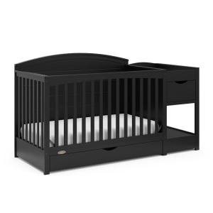 Graco Bellwood 5-in-1 Convertible Crib & Changer with Drawer (Black) – GREENGUARD Gold Certified, Full-Size Storage Drawer, Converts to Toddler Bed and Full-Size Bed(Black)
